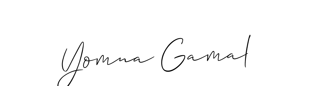 The best way (Allison_Script) to make a short signature is to pick only two or three words in your name. The name Yomna Gamal include a total of six letters. For converting this name. Yomna Gamal signature style 2 images and pictures png