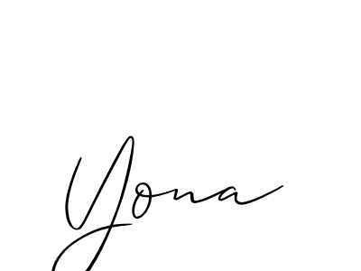 Design your own signature with our free online signature maker. With this signature software, you can create a handwritten (Allison_Script) signature for name Yona. Yona signature style 2 images and pictures png