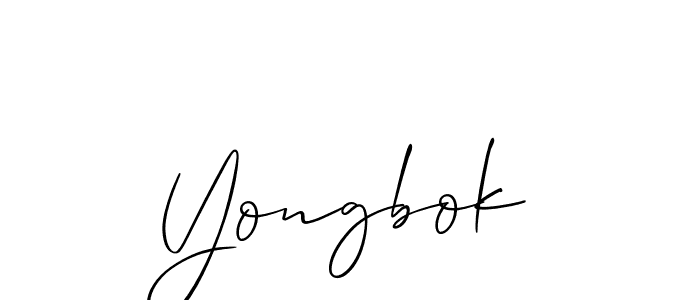 Design your own signature with our free online signature maker. With this signature software, you can create a handwritten (Allison_Script) signature for name Yongbok. Yongbok signature style 2 images and pictures png