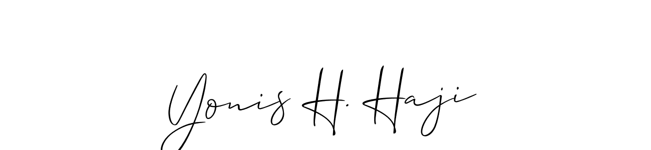How to make Yonis H. Haji name signature. Use Allison_Script style for creating short signs online. This is the latest handwritten sign. Yonis H. Haji signature style 2 images and pictures png