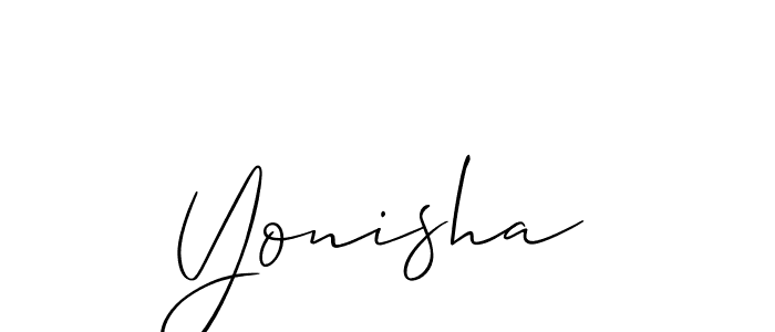 Design your own signature with our free online signature maker. With this signature software, you can create a handwritten (Allison_Script) signature for name Yonisha. Yonisha signature style 2 images and pictures png