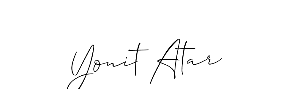 Make a beautiful signature design for name Yonit Atar. With this signature (Allison_Script) style, you can create a handwritten signature for free. Yonit Atar signature style 2 images and pictures png