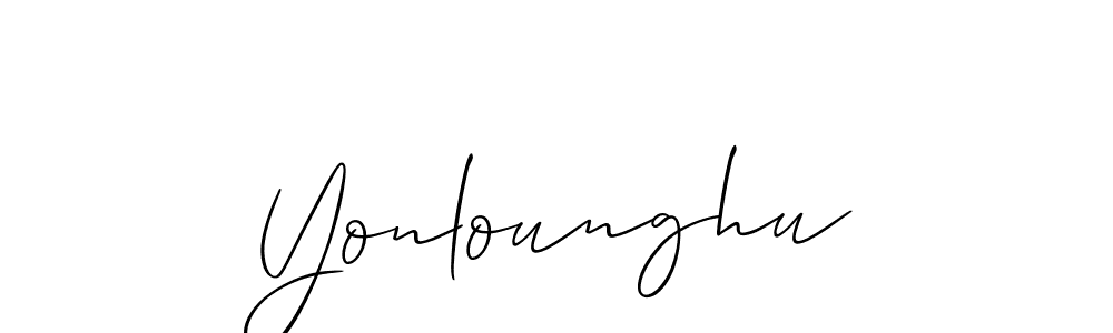 It looks lik you need a new signature style for name Yonlounghu. Design unique handwritten (Allison_Script) signature with our free signature maker in just a few clicks. Yonlounghu signature style 2 images and pictures png