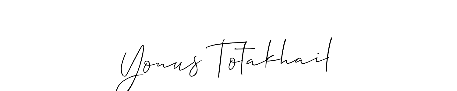 Make a short Yonus Totakhail signature style. Manage your documents anywhere anytime using Allison_Script. Create and add eSignatures, submit forms, share and send files easily. Yonus Totakhail signature style 2 images and pictures png