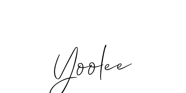 Use a signature maker to create a handwritten signature online. With this signature software, you can design (Allison_Script) your own signature for name Yoolee. Yoolee signature style 2 images and pictures png
