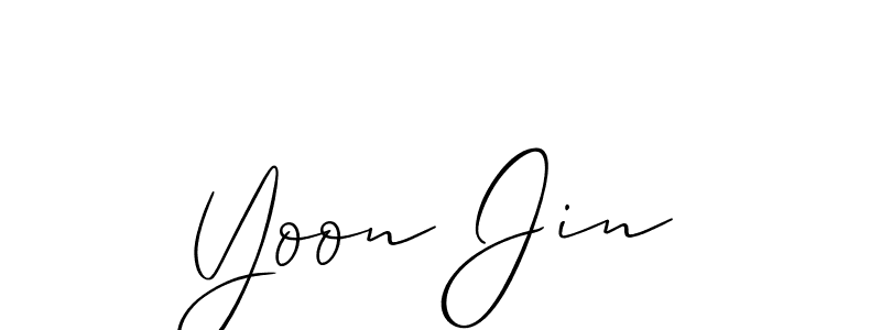 The best way (Allison_Script) to make a short signature is to pick only two or three words in your name. The name Yoon Jin include a total of six letters. For converting this name. Yoon Jin signature style 2 images and pictures png