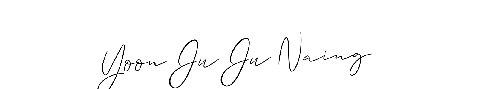 This is the best signature style for the Yoon Ju Ju Naing name. Also you like these signature font (Allison_Script). Mix name signature. Yoon Ju Ju Naing signature style 2 images and pictures png