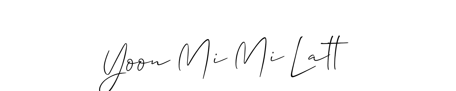 This is the best signature style for the Yoon Mi Mi Latt name. Also you like these signature font (Allison_Script). Mix name signature. Yoon Mi Mi Latt signature style 2 images and pictures png