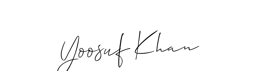 How to make Yoosuf Khan name signature. Use Allison_Script style for creating short signs online. This is the latest handwritten sign. Yoosuf Khan signature style 2 images and pictures png