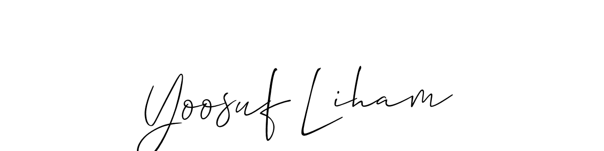 The best way (Allison_Script) to make a short signature is to pick only two or three words in your name. The name Yoosuf Liham include a total of six letters. For converting this name. Yoosuf Liham signature style 2 images and pictures png