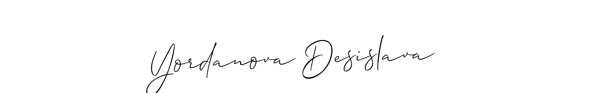 It looks lik you need a new signature style for name Yordanova Desislava. Design unique handwritten (Allison_Script) signature with our free signature maker in just a few clicks. Yordanova Desislava signature style 2 images and pictures png