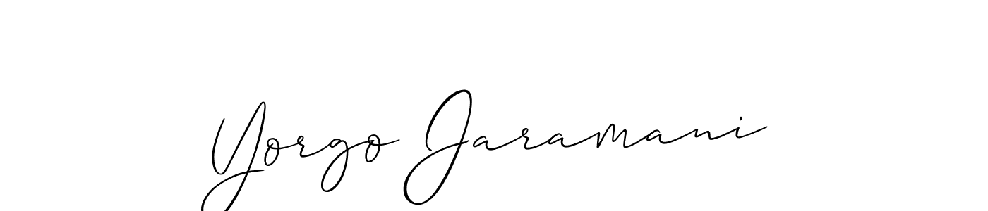 It looks lik you need a new signature style for name Yorgo Jaramani. Design unique handwritten (Allison_Script) signature with our free signature maker in just a few clicks. Yorgo Jaramani signature style 2 images and pictures png