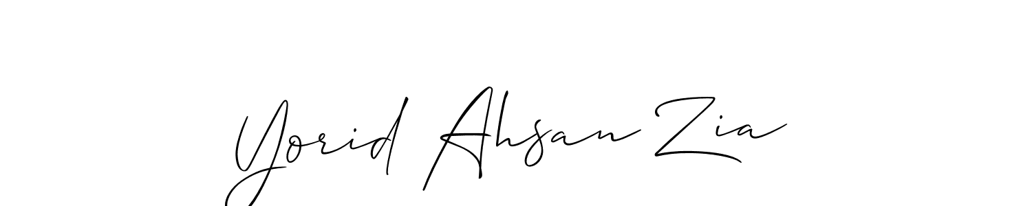Also we have Yorid Ahsan Zia name is the best signature style. Create professional handwritten signature collection using Allison_Script autograph style. Yorid Ahsan Zia signature style 2 images and pictures png