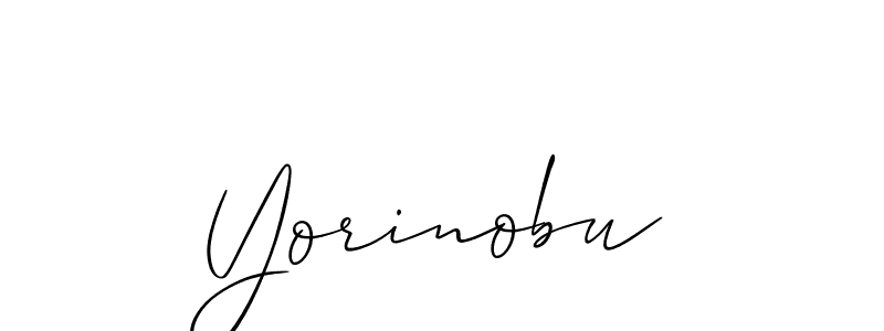 Design your own signature with our free online signature maker. With this signature software, you can create a handwritten (Allison_Script) signature for name Yorinobu. Yorinobu signature style 2 images and pictures png