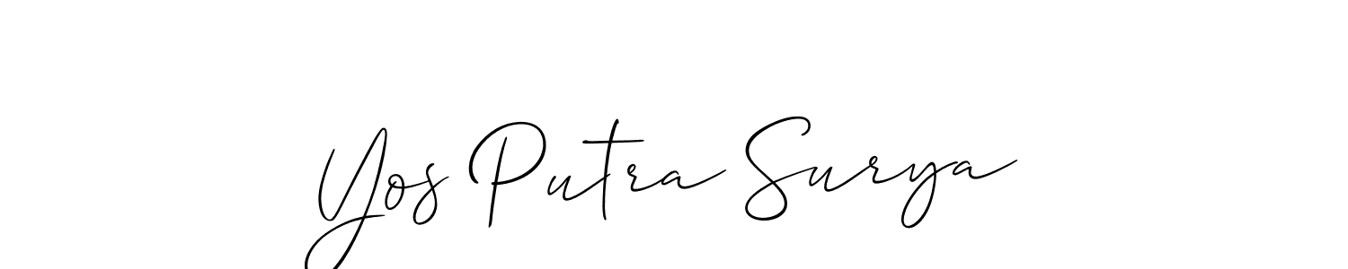 You should practise on your own different ways (Allison_Script) to write your name (Yos Putra Surya) in signature. don't let someone else do it for you. Yos Putra Surya signature style 2 images and pictures png