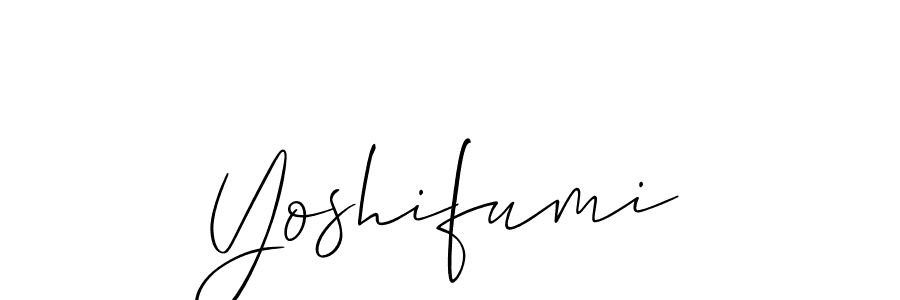 Make a beautiful signature design for name Yoshifumi. With this signature (Allison_Script) style, you can create a handwritten signature for free. Yoshifumi signature style 2 images and pictures png