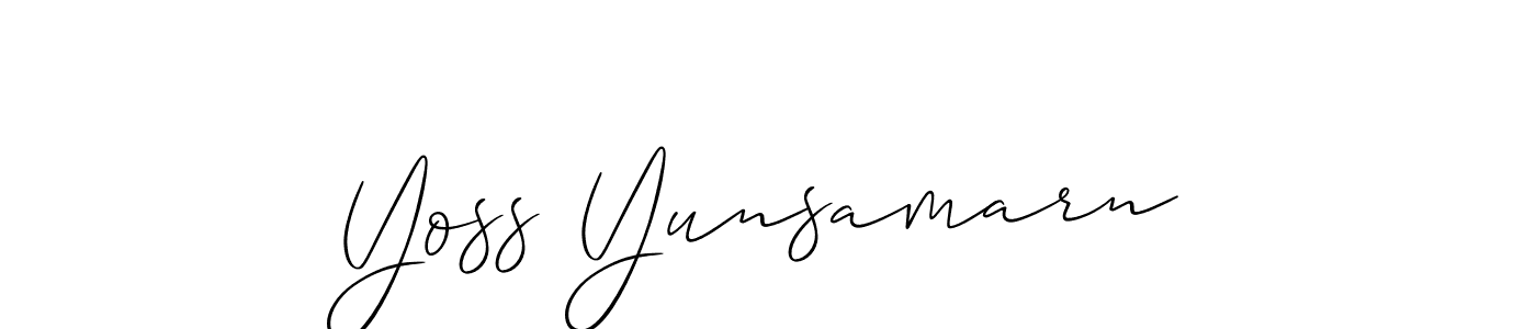 Yoss Yunsamarn stylish signature style. Best Handwritten Sign (Allison_Script) for my name. Handwritten Signature Collection Ideas for my name Yoss Yunsamarn. Yoss Yunsamarn signature style 2 images and pictures png