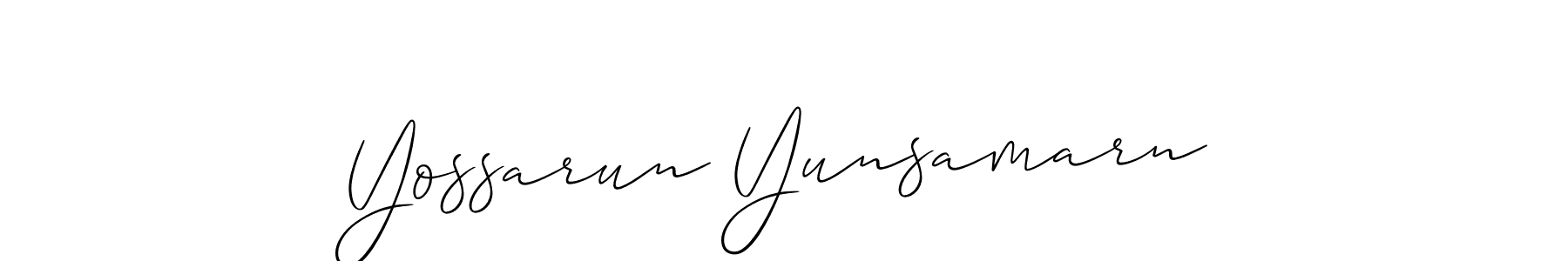 Check out images of Autograph of Yossarun Yunsamarn name. Actor Yossarun Yunsamarn Signature Style. Allison_Script is a professional sign style online. Yossarun Yunsamarn signature style 2 images and pictures png
