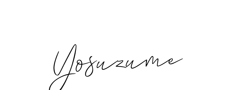 Use a signature maker to create a handwritten signature online. With this signature software, you can design (Allison_Script) your own signature for name Yosuzume. Yosuzume signature style 2 images and pictures png