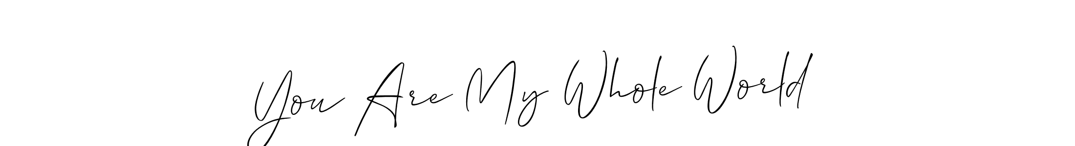 Also You can easily find your signature by using the search form. We will create You Are My Whole World name handwritten signature images for you free of cost using Allison_Script sign style. You Are My Whole World signature style 2 images and pictures png