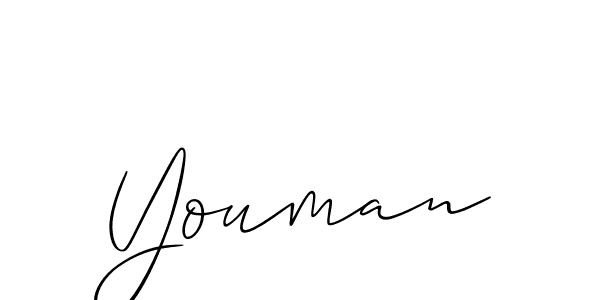 Use a signature maker to create a handwritten signature online. With this signature software, you can design (Allison_Script) your own signature for name Youman. Youman signature style 2 images and pictures png
