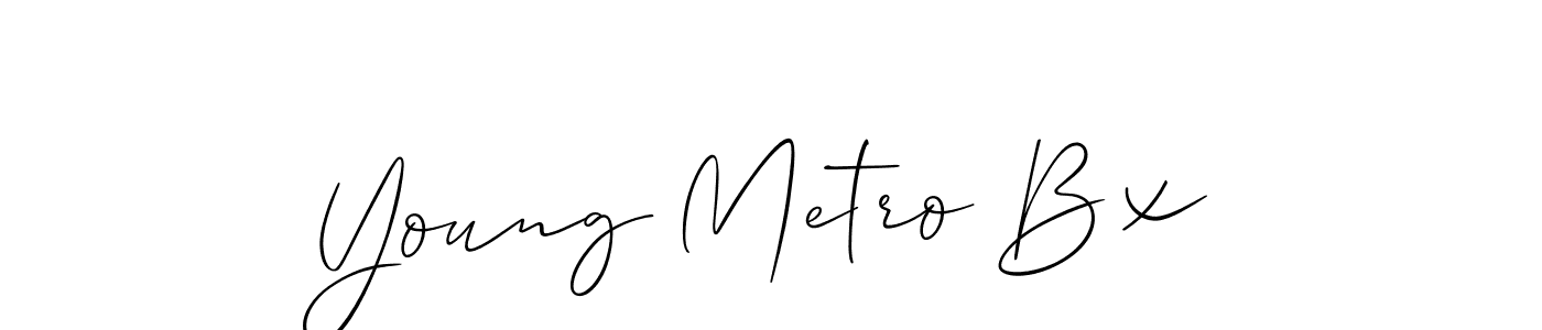 You should practise on your own different ways (Allison_Script) to write your name (Young Metro Bx) in signature. don't let someone else do it for you. Young Metro Bx signature style 2 images and pictures png