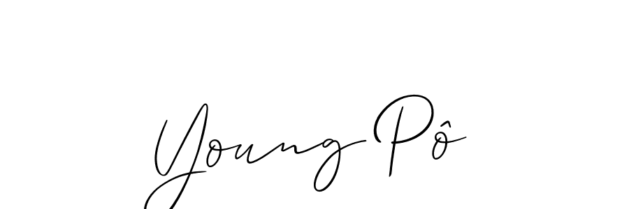 The best way (Allison_Script) to make a short signature is to pick only two or three words in your name. The name Young Pô include a total of six letters. For converting this name. Young Pô signature style 2 images and pictures png