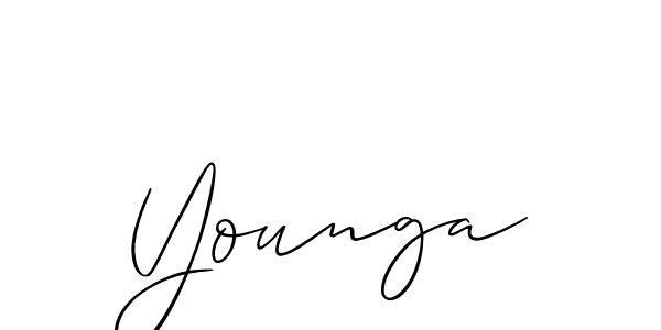 Use a signature maker to create a handwritten signature online. With this signature software, you can design (Allison_Script) your own signature for name Younga. Younga signature style 2 images and pictures png