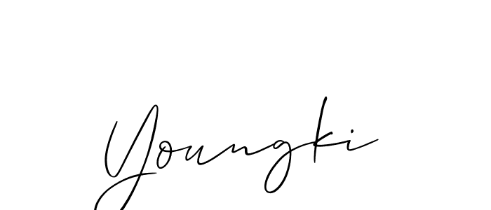 How to Draw Youngki signature style? Allison_Script is a latest design signature styles for name Youngki. Youngki signature style 2 images and pictures png