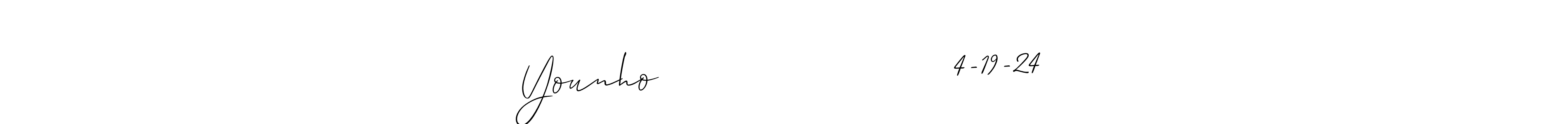 Allison_Script is a professional signature style that is perfect for those who want to add a touch of class to their signature. It is also a great choice for those who want to make their signature more unique. Get Younho                         4-19-24 name to fancy signature for free. Younho                         4-19-24 signature style 2 images and pictures png