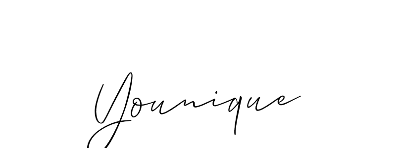 How to make Younique signature? Allison_Script is a professional autograph style. Create handwritten signature for Younique name. Younique signature style 2 images and pictures png