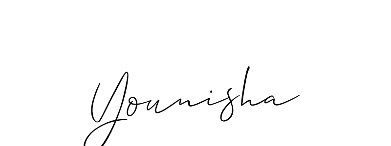Create a beautiful signature design for name Younisha. With this signature (Allison_Script) fonts, you can make a handwritten signature for free. Younisha signature style 2 images and pictures png