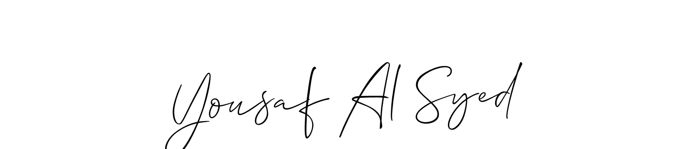 Make a short Yousaf Al Syed signature style. Manage your documents anywhere anytime using Allison_Script. Create and add eSignatures, submit forms, share and send files easily. Yousaf Al Syed signature style 2 images and pictures png