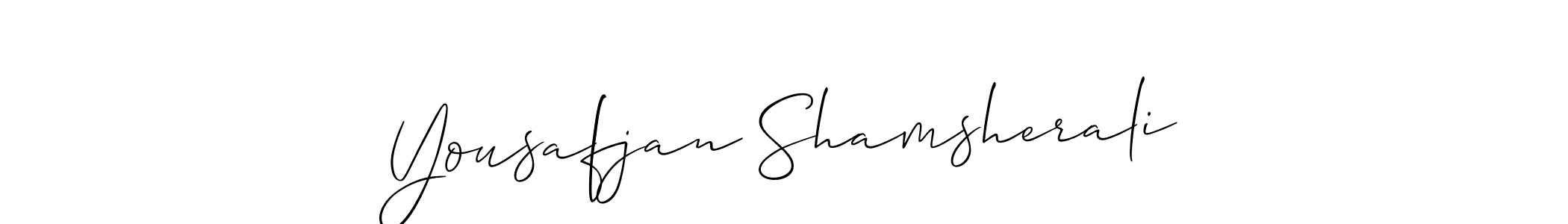 Make a short Yousafjan Shamsherali signature style. Manage your documents anywhere anytime using Allison_Script. Create and add eSignatures, submit forms, share and send files easily. Yousafjan Shamsherali signature style 2 images and pictures png