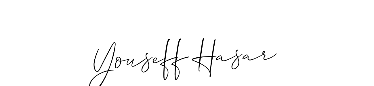 Allison_Script is a professional signature style that is perfect for those who want to add a touch of class to their signature. It is also a great choice for those who want to make their signature more unique. Get Youseff Hasar name to fancy signature for free. Youseff Hasar signature style 2 images and pictures png