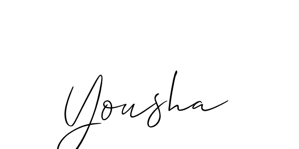 It looks lik you need a new signature style for name Yousha. Design unique handwritten (Allison_Script) signature with our free signature maker in just a few clicks. Yousha signature style 2 images and pictures png