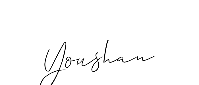 How to make Youshan signature? Allison_Script is a professional autograph style. Create handwritten signature for Youshan name. Youshan signature style 2 images and pictures png
