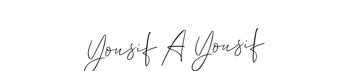 The best way (Allison_Script) to make a short signature is to pick only two or three words in your name. The name Yousif A Yousif include a total of six letters. For converting this name. Yousif A Yousif signature style 2 images and pictures png