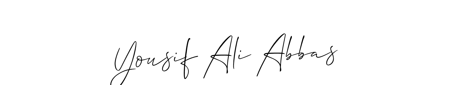 if you are searching for the best signature style for your name Yousif Ali Abbas. so please give up your signature search. here we have designed multiple signature styles  using Allison_Script. Yousif Ali Abbas signature style 2 images and pictures png