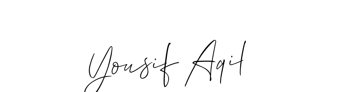 Make a beautiful signature design for name Yousif Aqil. With this signature (Allison_Script) style, you can create a handwritten signature for free. Yousif Aqil signature style 2 images and pictures png