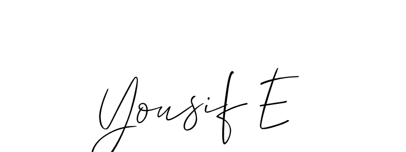 Also we have Yousif E name is the best signature style. Create professional handwritten signature collection using Allison_Script autograph style. Yousif E signature style 2 images and pictures png