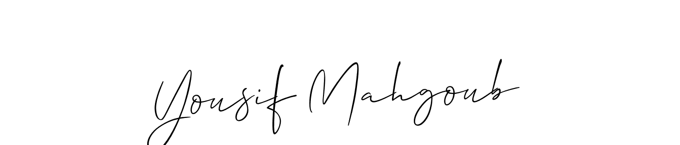 How to make Yousif Mahgoub name signature. Use Allison_Script style for creating short signs online. This is the latest handwritten sign. Yousif Mahgoub signature style 2 images and pictures png