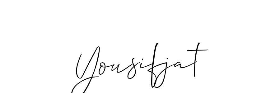 The best way (Allison_Script) to make a short signature is to pick only two or three words in your name. The name Yousifjat include a total of six letters. For converting this name. Yousifjat signature style 2 images and pictures png