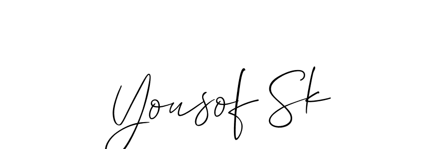Create a beautiful signature design for name Yousof Sk. With this signature (Allison_Script) fonts, you can make a handwritten signature for free. Yousof Sk signature style 2 images and pictures png