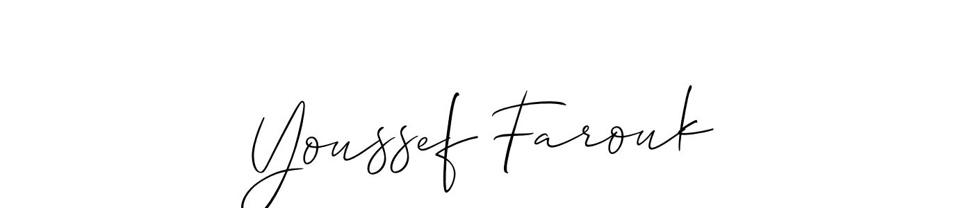 Design your own signature with our free online signature maker. With this signature software, you can create a handwritten (Allison_Script) signature for name Youssef Farouk. Youssef Farouk signature style 2 images and pictures png
