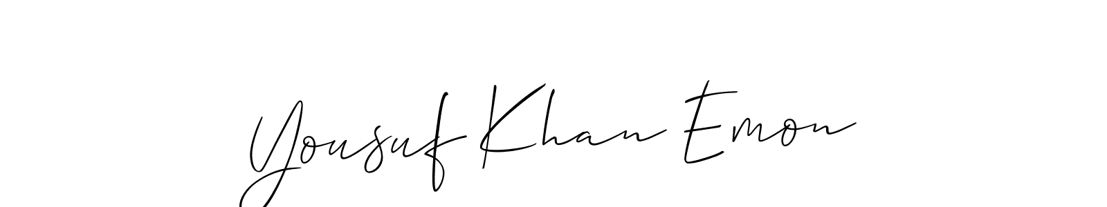 Make a beautiful signature design for name Yousuf Khan Emon. With this signature (Allison_Script) style, you can create a handwritten signature for free. Yousuf Khan Emon signature style 2 images and pictures png