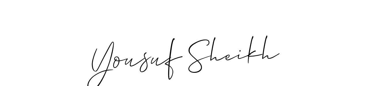 How to make Yousuf Sheikh name signature. Use Allison_Script style for creating short signs online. This is the latest handwritten sign. Yousuf Sheikh signature style 2 images and pictures png