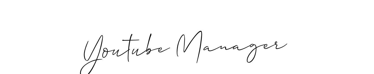 Use a signature maker to create a handwritten signature online. With this signature software, you can design (Allison_Script) your own signature for name Youtube Manager. Youtube Manager signature style 2 images and pictures png