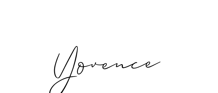 The best way (Allison_Script) to make a short signature is to pick only two or three words in your name. The name Yovence include a total of six letters. For converting this name. Yovence signature style 2 images and pictures png