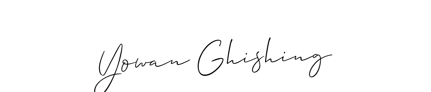 The best way (Allison_Script) to make a short signature is to pick only two or three words in your name. The name Yowan Ghishing include a total of six letters. For converting this name. Yowan Ghishing signature style 2 images and pictures png